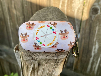 Reindeer Games Dog Poop Bag Holder – Holiday Reindeer Print – Recycled Waste Bag Dispenser