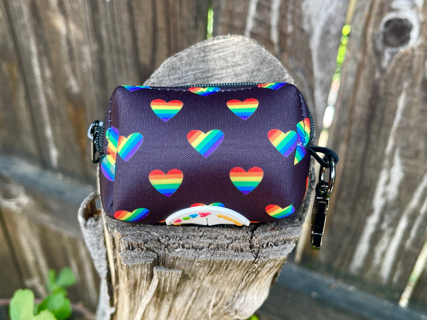 Love Is Love Dog Poop Bag Holder – Rainbow Hearts Recycled Waste Bag Dispenser