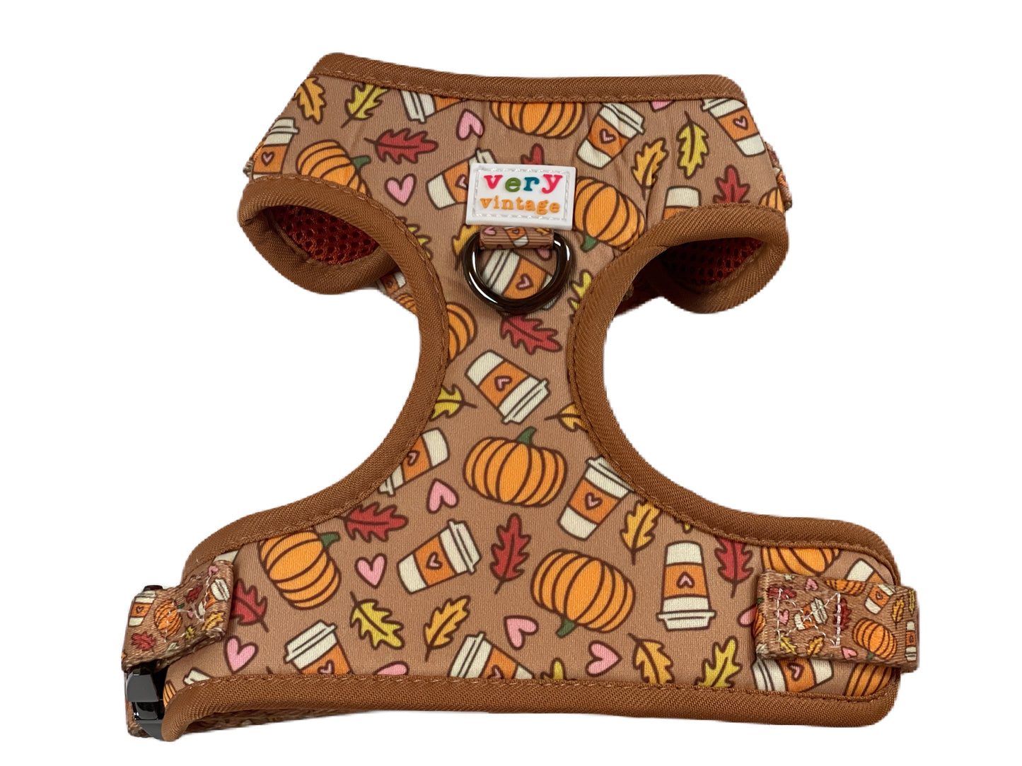 Pumpkin Spice - Adjustable Dog Harness - Heavy Duty Metal Hardware
