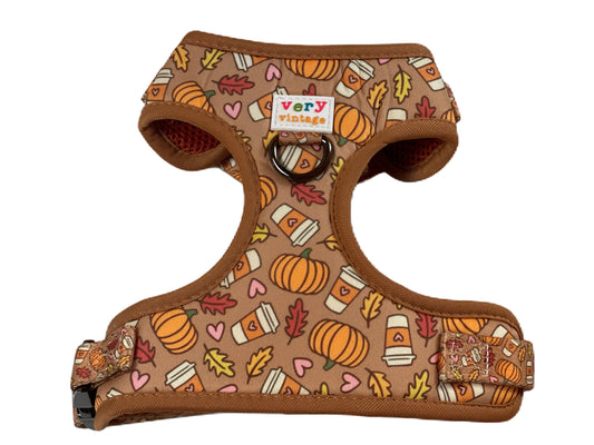 Pumpkin Spice - Adjustable Dog Harness - Heavy Duty Metal Hardware