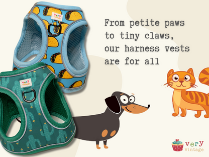 Murphy Dog Harness – Blue & Orange Plaid – No Pull Vest for Small Dogs & Cats